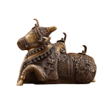Carved Pure Brass Nandi Matte Gold Art Three Shiv Lings - Sacred Trinity | Jaipurio